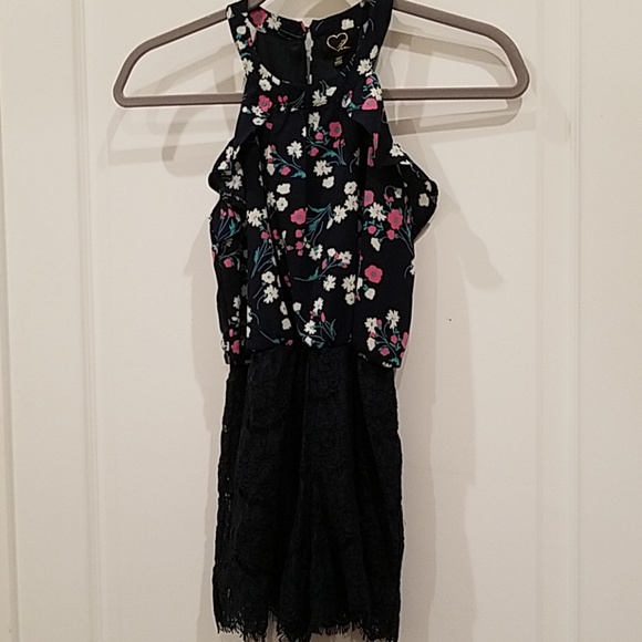hearts Other - Lace bottom navy floral romper